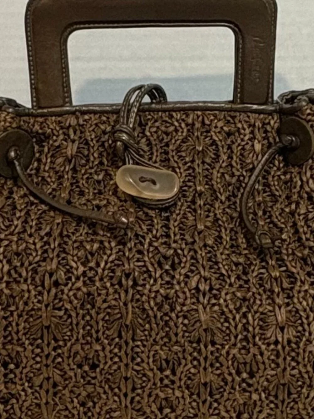 Carlos Falchi Bronze Knit Satchel Purse All Season LIKE NEW